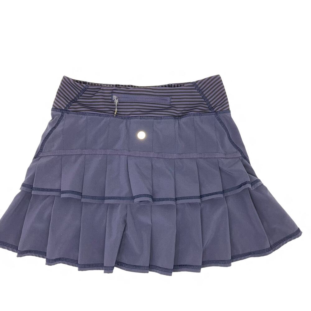 Lululemon Run Pace Setter Skirt Skort Ruffle Tennis Golf Sz 2 Stripe Cadet Blue - Picture 5 of 16